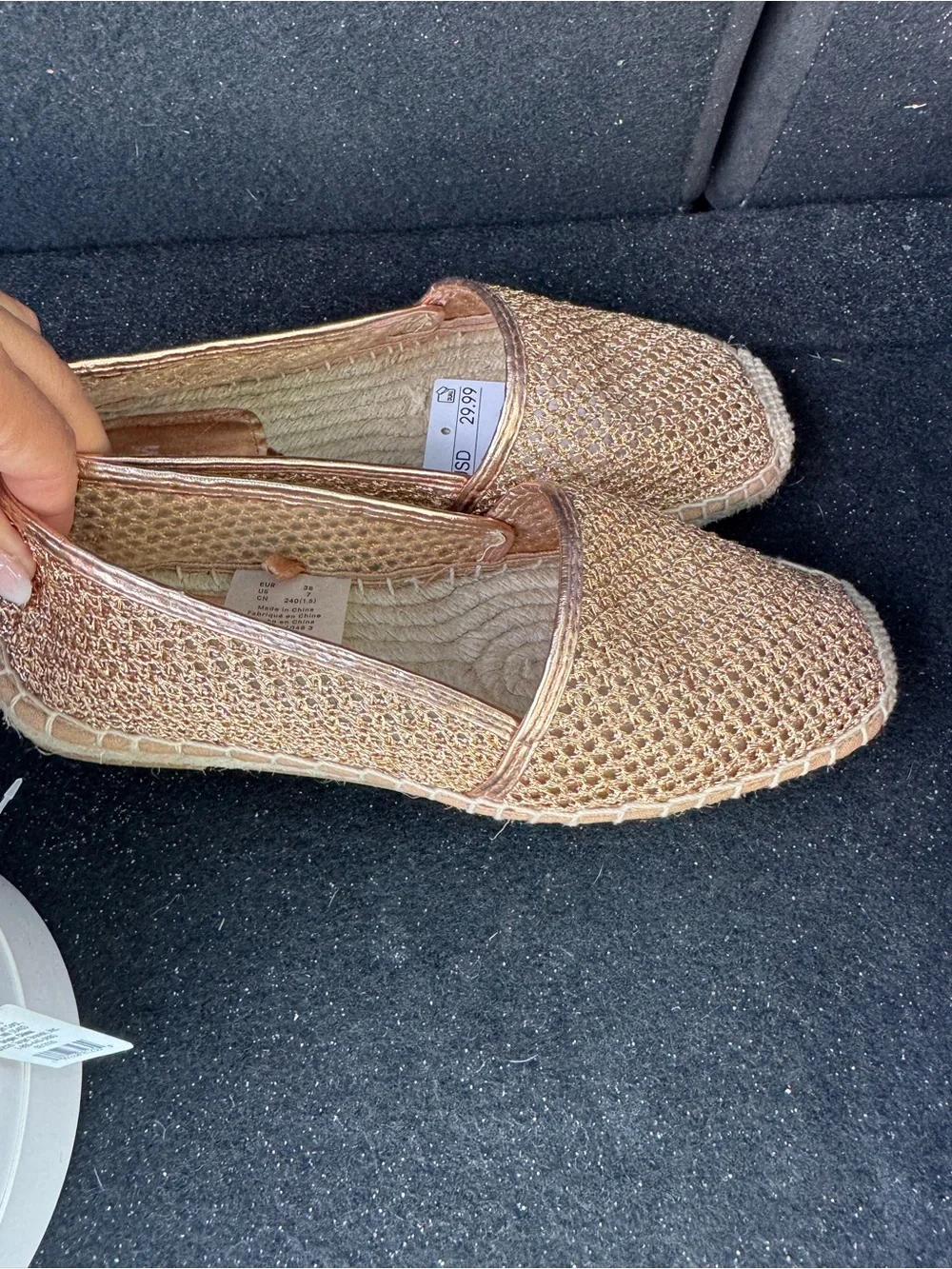 H&M Metallic Rose Gold Woven Espadrilles
